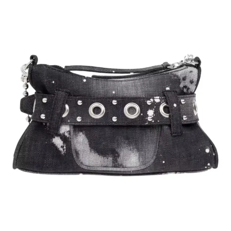 DSQUARED 2 Gothic Logo Plaque Denim Shoulder Bag-2