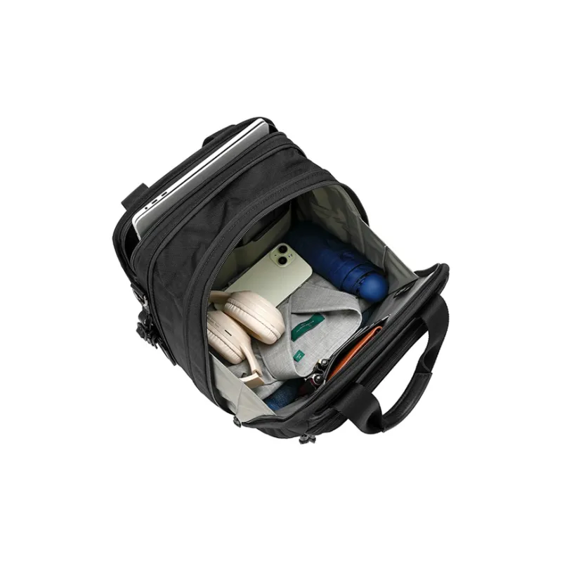 HORSEMEN Ballistic Nylon With Cow Leather Business Travel Shoulder Bag, Crossbody Bag, Handbag Tubas Men's Black-6