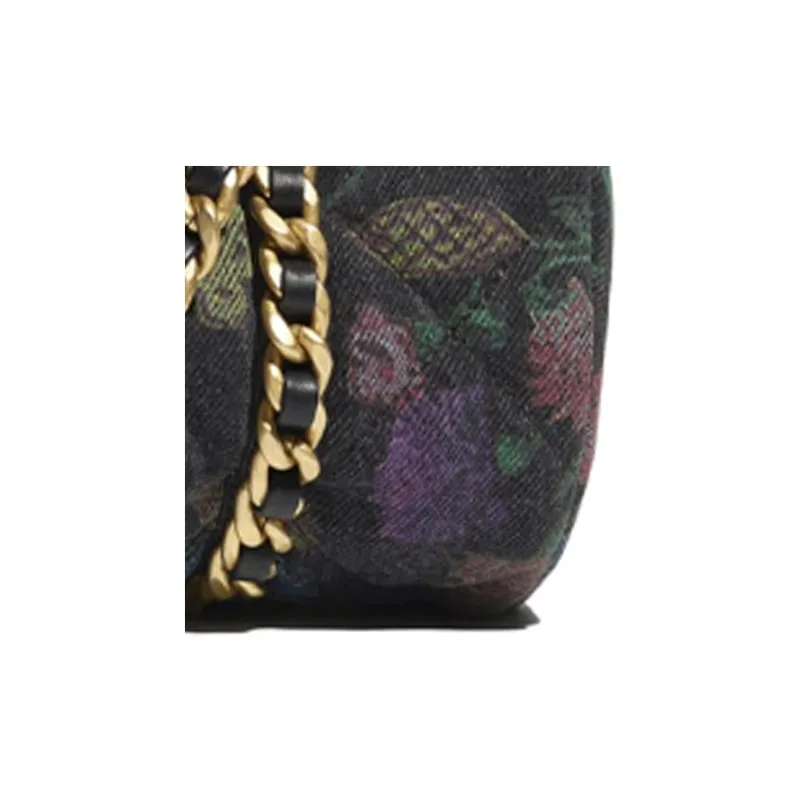 CHANEL Denim Bowling Bag, Handbag, Shoulder Bag, Crossbody Bag Unisex Carbon Gray/Multicolor-4