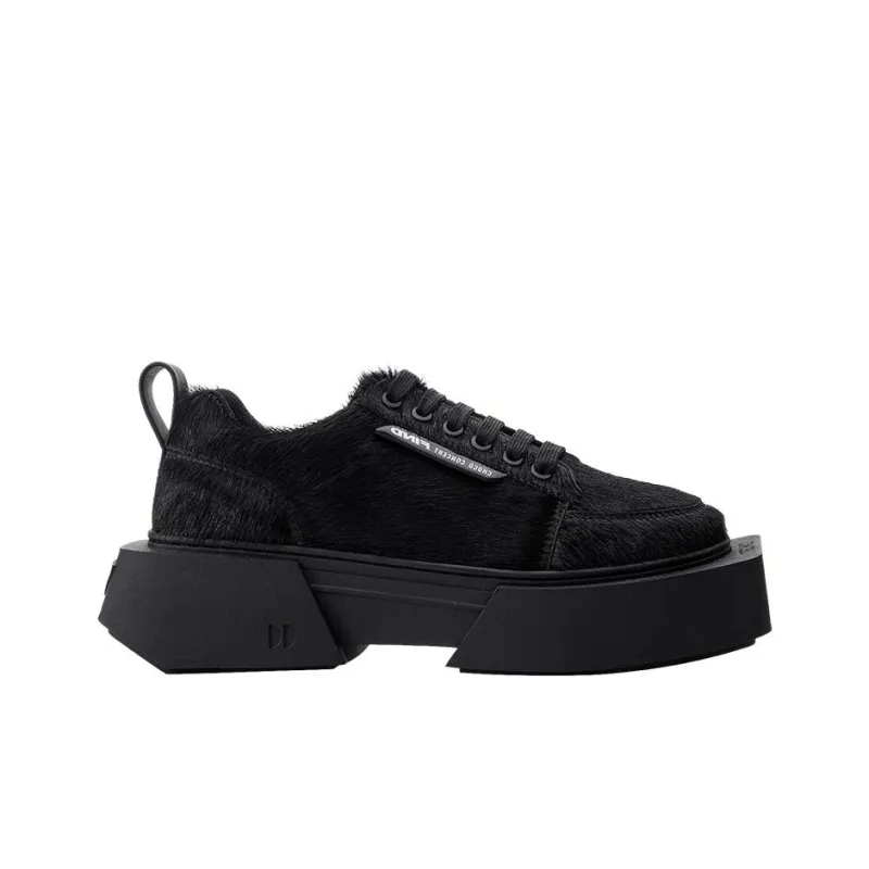 CHOCO CONCERT Anti Slip Wear Resistant Breathable Supportive Height Increasing Low Top Platform Shoes Unisex All Black-1