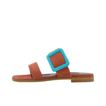 MANOLO BLAHNIK Slip Resistant Slide Slippers Women's Red Brown