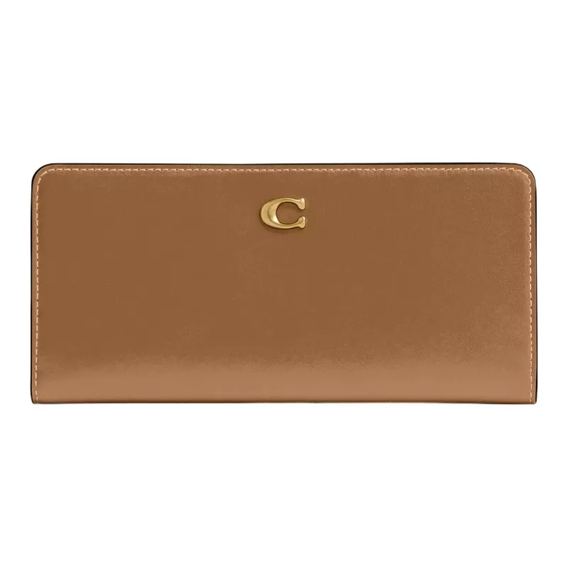COACH Calfskin Wallet Trumpets Women's Honey Brown-0