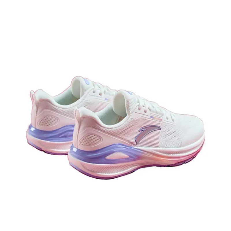 Anta C100 Cushioned Slip Resistant Low Top Running Shoes Women's Papyrus White Silver-2