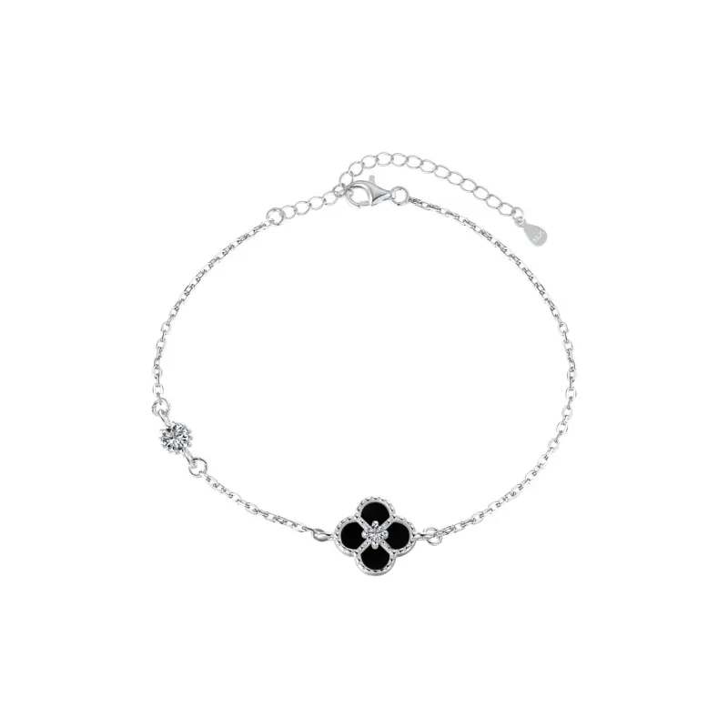 KAILEIFU S925 Silver Bracelets Women's Black/White-6