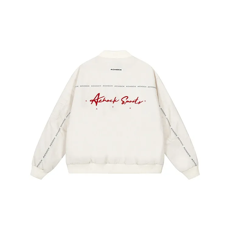 A Chock Baseball Jacket Unisex White-1