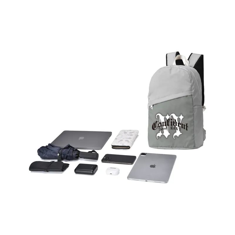 HINY Polyester Backpack Regular Unisex Gray-4