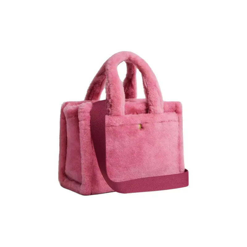 COACH Cargo Shearling Tote Bag Shopping Bag Crossbody One Shoulder Handbags Medium Size Women's Rose-2