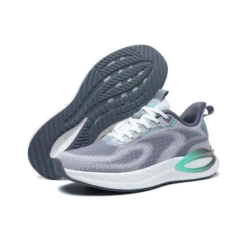 JSWEI Anti Slip And Wear Resistant Breathable Low Top Casual Running Shoes Men's White Gray-3