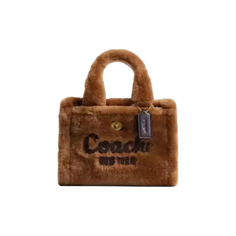 COACH Cargo Shearling Tote Bag, Shopping Bag, Crossbody Bag, One Shoulder Handbag Trumpets Women's Brown-0