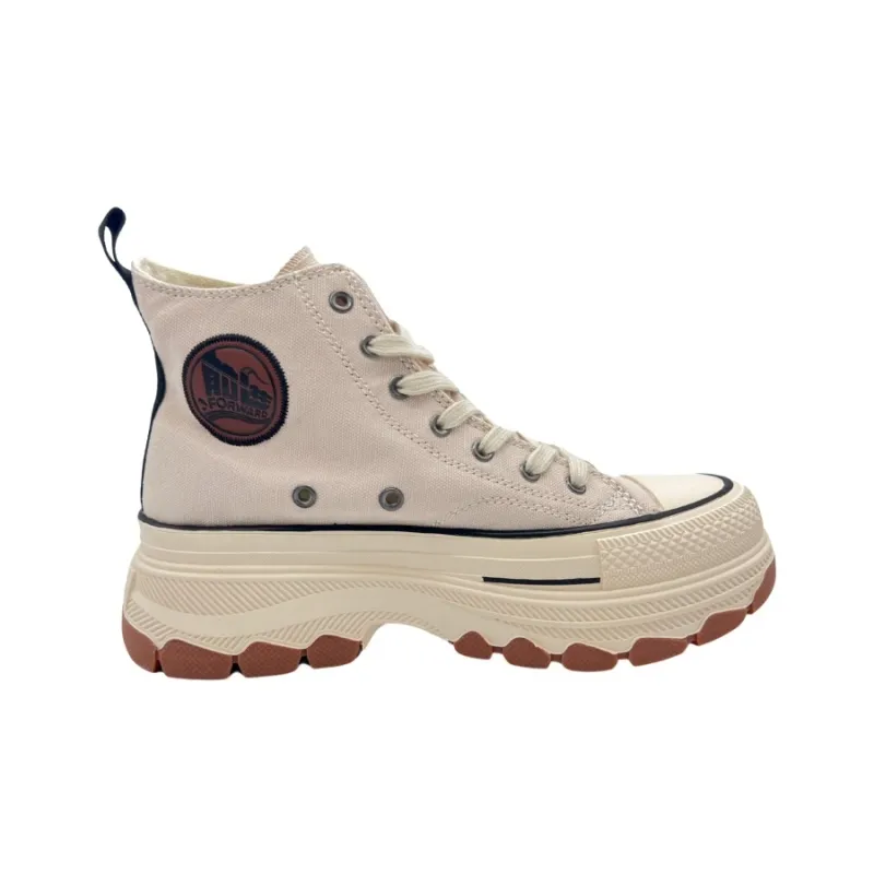 QIANJIN Non slip Lightweight High Top Canvas Shoes Women's Ecru-2