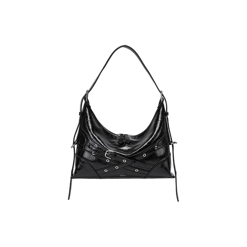 HXXXXS Cow Leather Handbag, Shoulder Bag Regular Women's Black/Wasteland Gray-1