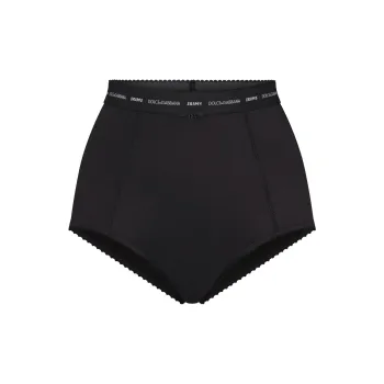 Skims X Dolce&Gabbana Stretch Satin High Waisted Brief Onyx