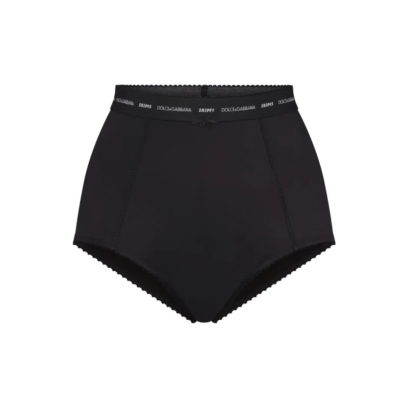 Skims X Dolce&Gabbana Stretch Satin High Waisted Brief Onyx-0