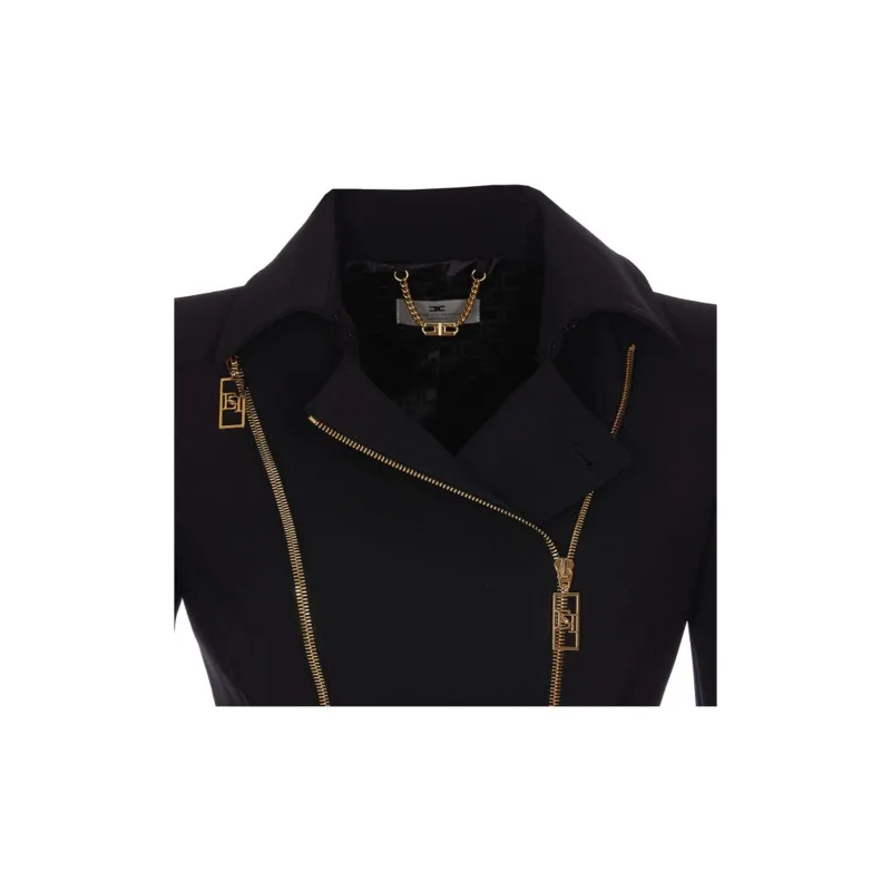 Elisabetta Franchi Peplum Zip Detailed Stretch Crepe Jacket-4