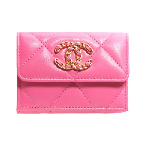 CHANEL 19Bag Lambskin Wallet Small Size Women's Pink