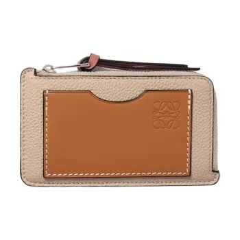LOEWE Beige Texture Leather Card Holder Women's Beige