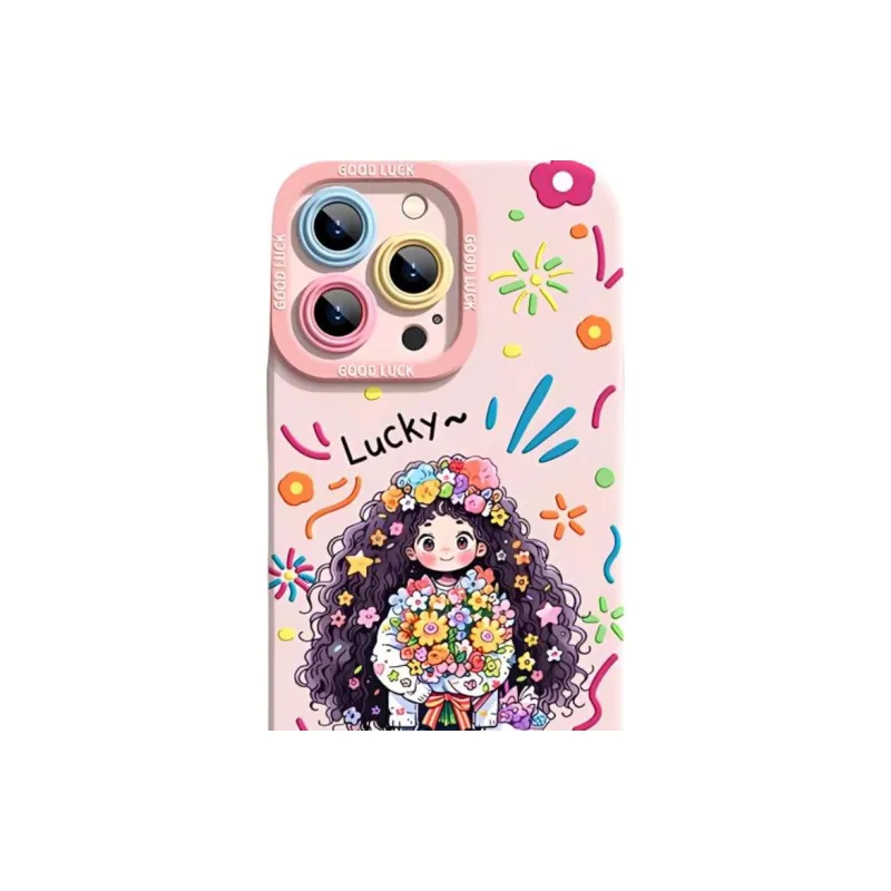 Wei Xin Silicone Material Bouquet Girl Phone Cases Compatible With IPhone 16/15 Pro Max/Apple 13/14 Pro/Max-3