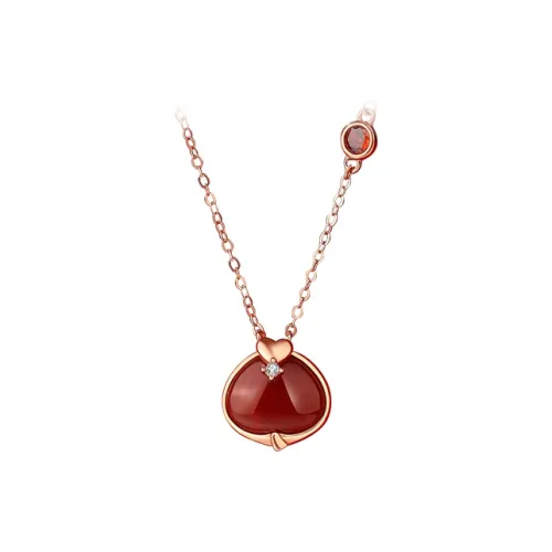 Old Fu Gold Agate 925 Sterling Silver Jade Necklace Women's