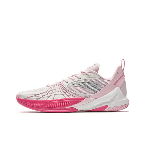 Anta Speed Decision 6 Anti Slip And Wear Resistant Breathable Low Top Basketball Shoes Men's Pink White