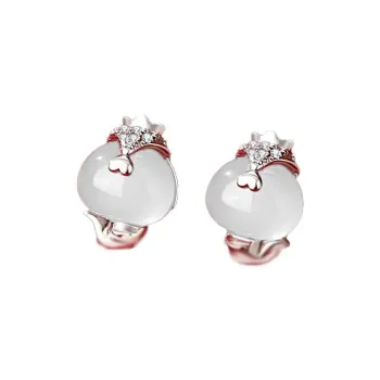 2801 S925 Silver Stud Earrings Women's