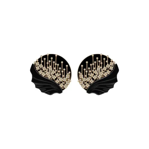 MIDNIGHT OPERA HOUSE Enamel Artificial Crystal Resin 18K Gold-Plated Copper Earrings Women's Black