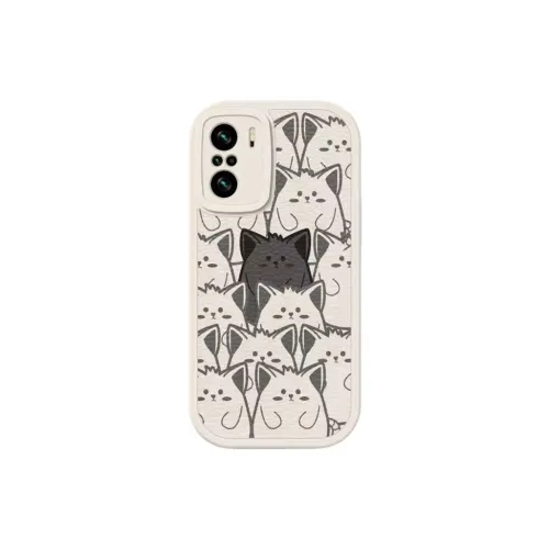 LONGYUGU Leather Material Cute Lambskin Kitten Fully Enclosed Camera Phone Case Compatible With Redmi K40 Collection