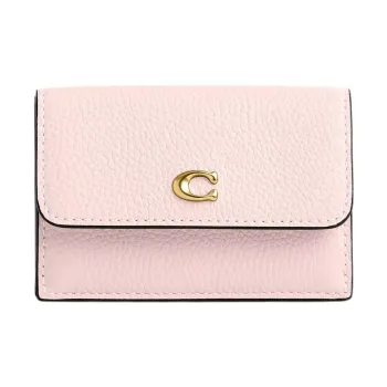 COACH Pebble Leather Wallet Mini Women's Blush Pink