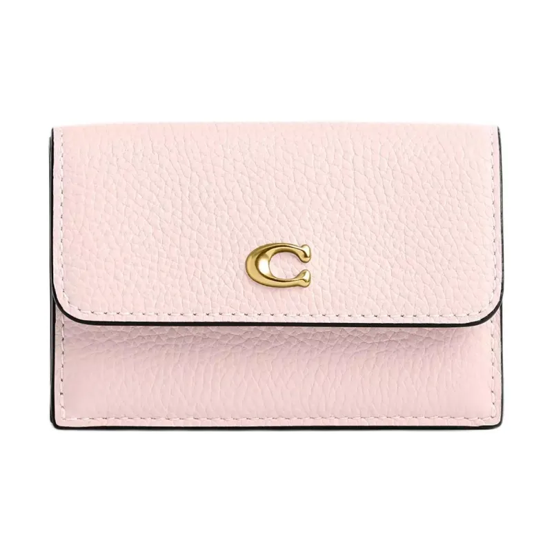 COACH Pebble Leather Wallet Mini Women's Blush Pink-0