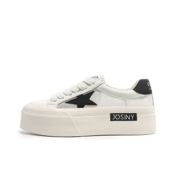 JOSINY Abrasion Resistant Height Increasing Low Top Skateboard Shoes 5cm Women's White Black