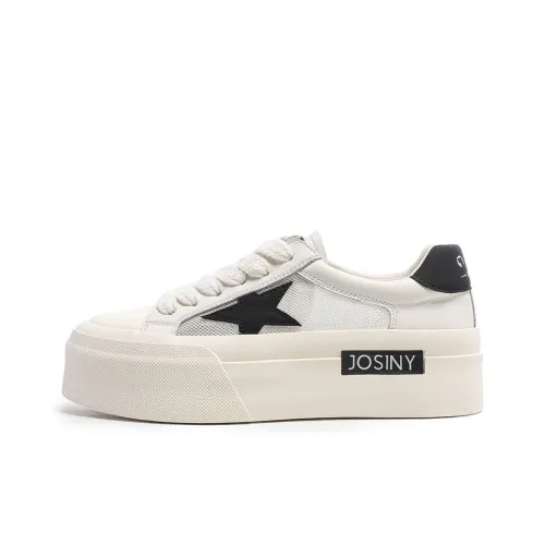 JOSINY Abrasion Resistant Height Increasing Low Top Skateboard Shoes 5cm Women's White Black