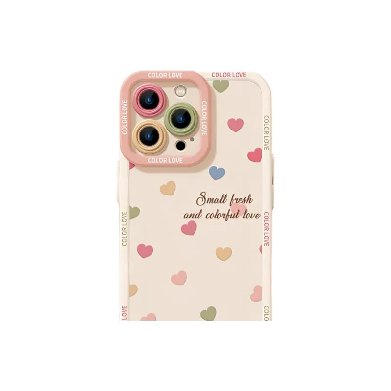 Wei Xin Silicone Material Multicolor Bottom Heart Phone Cases Compatible With IPhone 16/15 Pro Max/Apple 13/14 Pro/Max-1