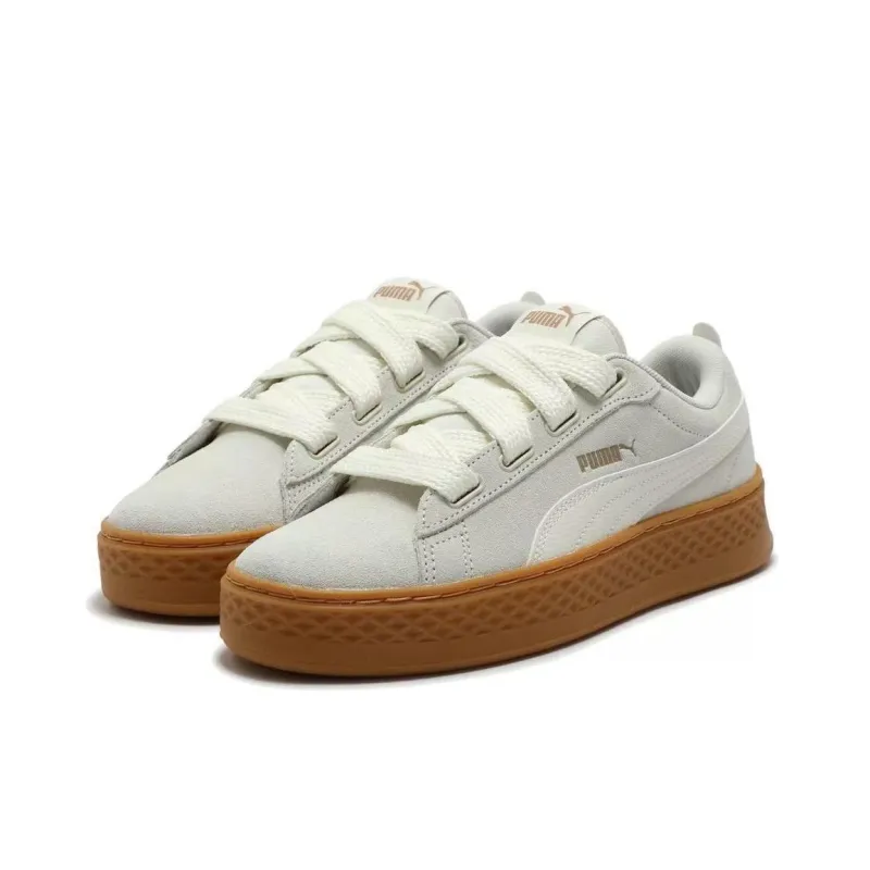 PUMA Smash Platform Anti Slip Wear Resistant Low Top Skateboard Shoes Women's Ecru-2