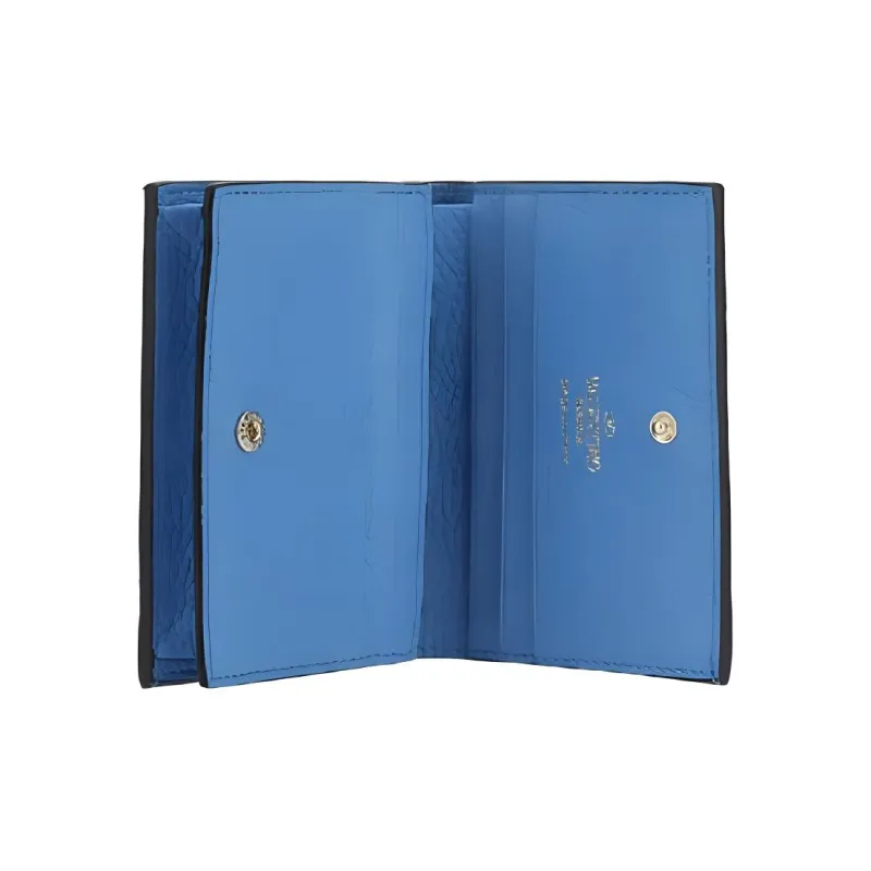 Valentino Rockstud Calfskin Wallet Card Holder Women's Sky Blue-3