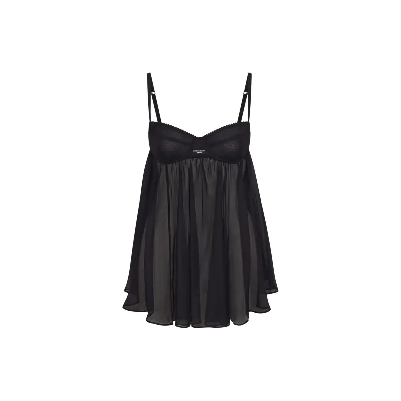 Skims X Dolce&Gabbana Skims Romance Babydoll Dress Onyx-0