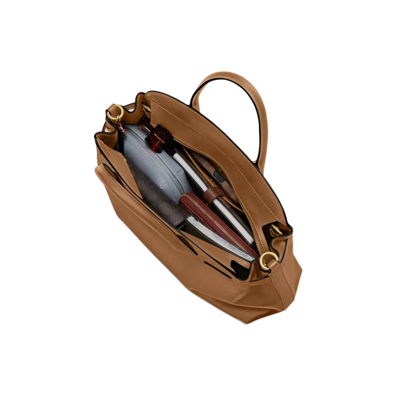 COACH Empire Grain Leather Shoulder Bag, Crossbody Bag, Handbag Large Size Women's Honey Brown-4