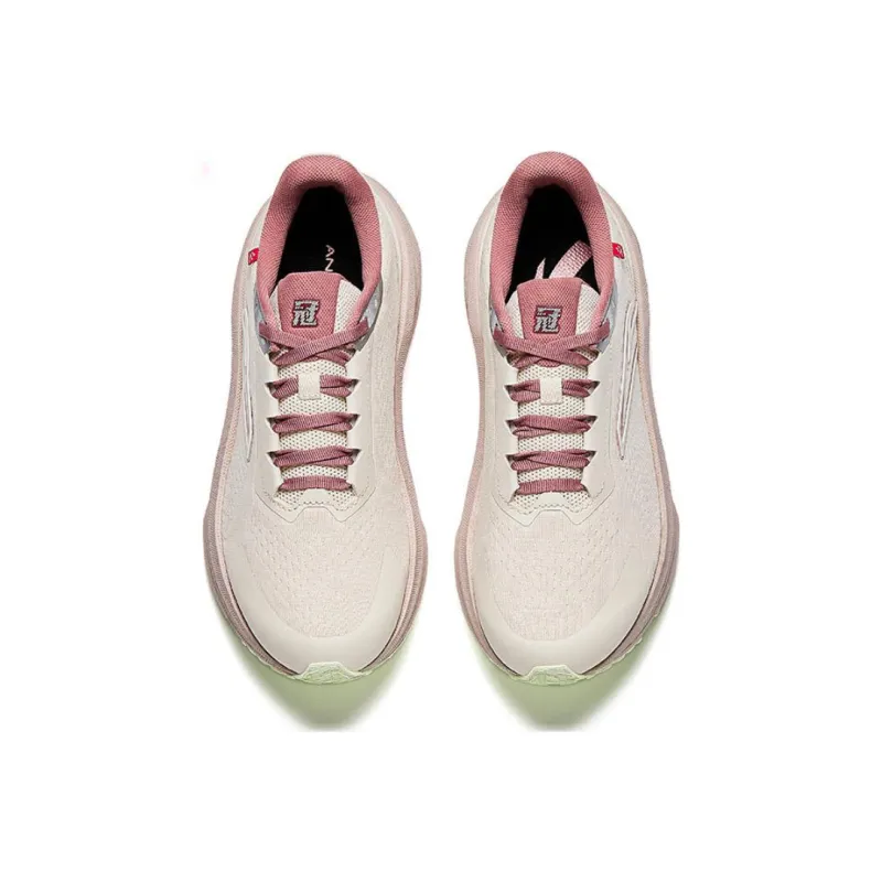 Anta Cushioning Wear Resistant Rebound Low Top Casual Running Shoes Women's Beige Pink-2