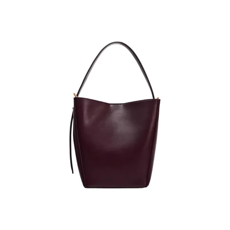 ZARA PU Bucket Bags One Shoulder Handbags Medium Size Women's Bright Red-0