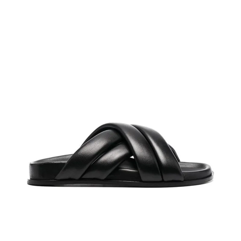 Anine Bing Lizzie Leather Cross strap Slides Women's-1