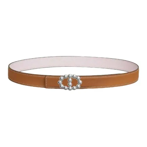 HERMES Leather Leather Belts Women's Gold/Light Purple Width: 2.4cm