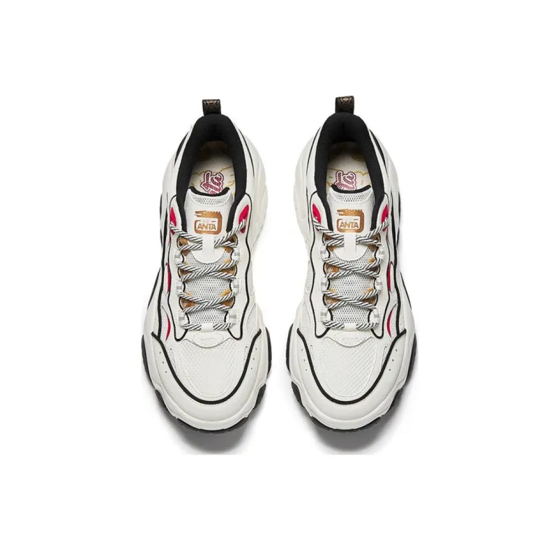 Anta Good Things Happen Non slip Lightweight Low Top Casual Shoes Men's White Black Red-2