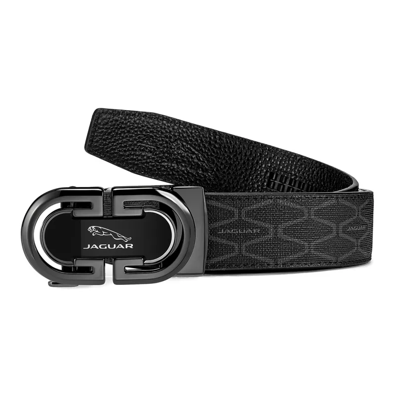 JAGUAR PVC Leather Belts Men's Black Width  3.5cm-4