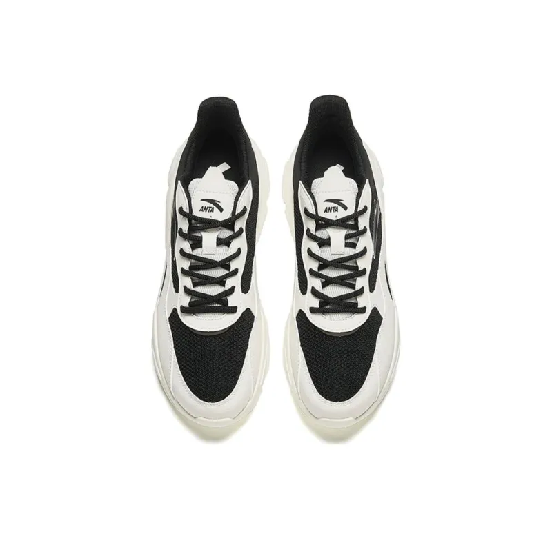 Anta Little Millennium Anti Slip Wear Resistant Low Top Casual Shoes Men's White Black-2