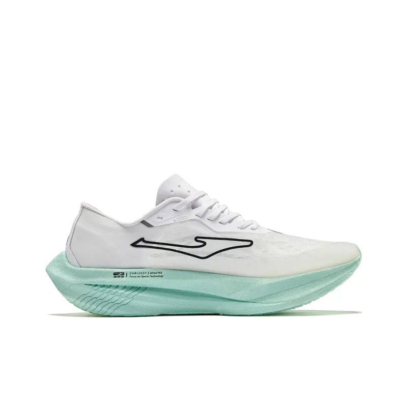 Erke Zhijing 2.0 Cushioning Wear-Resistant Rebound Low-Top Carbon Plate Casual Running Shoes Men's White Green Black-1