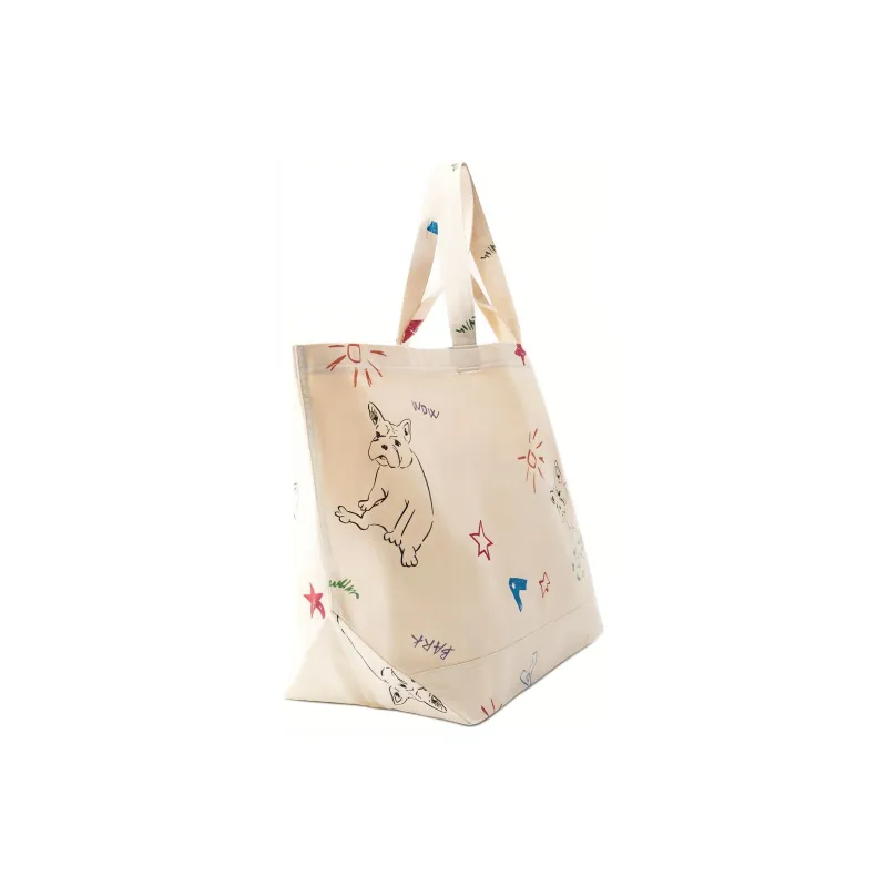 ZARA Cotton Tote Bag Shopping Bag Handbag Large Size Women's Raw White-1