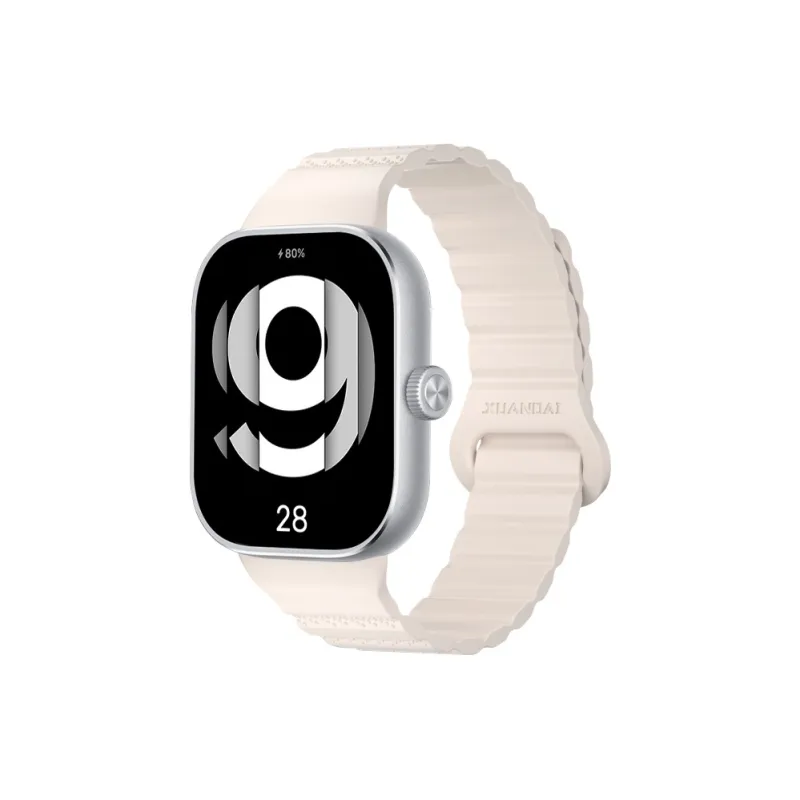 IBOANN Watch Band Red Beige Compatibility Silicone Material-12