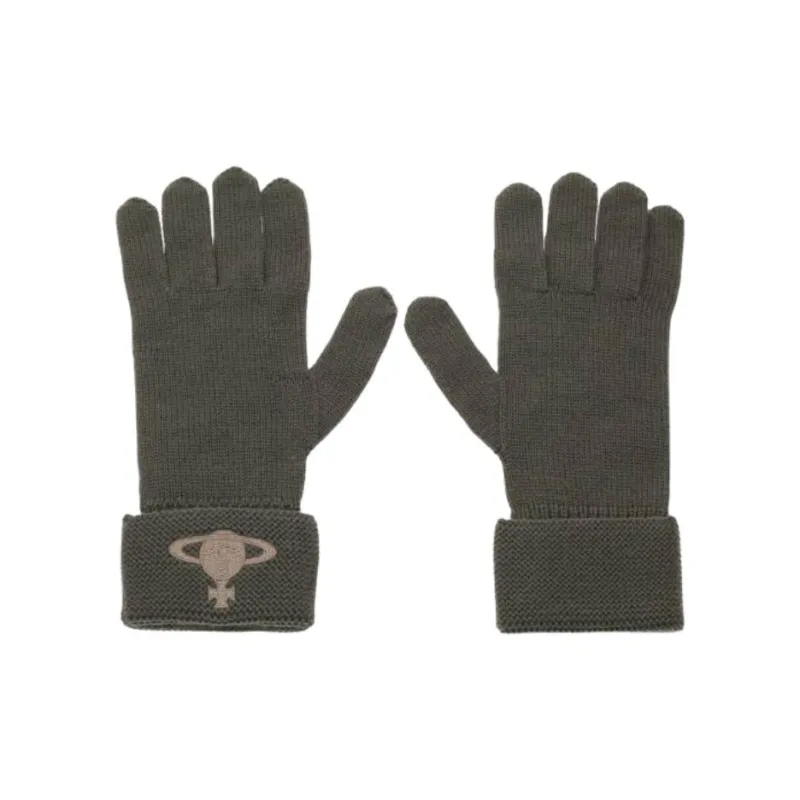 Vivienne Westwood Wool Knit Gloves Unisex Green-0