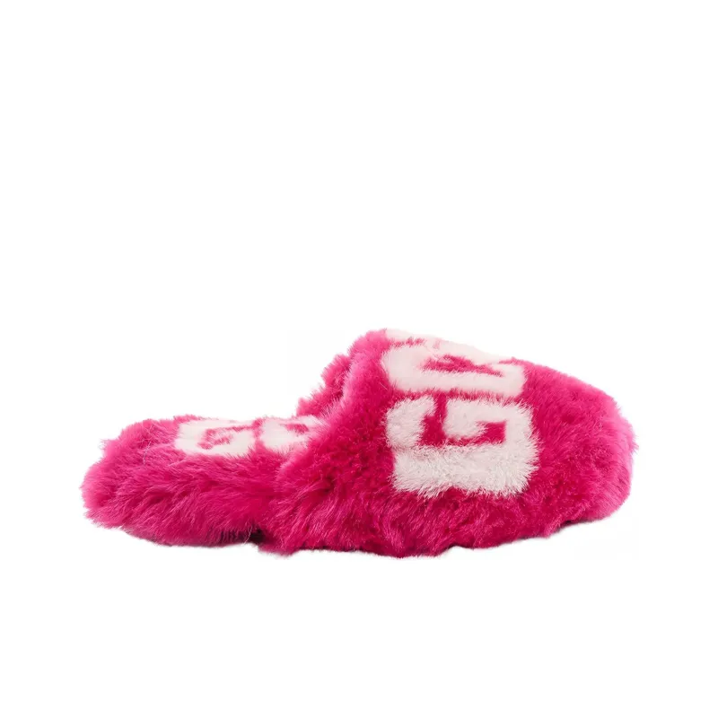 GCDS Logo Print Faux-fur Slippers-1