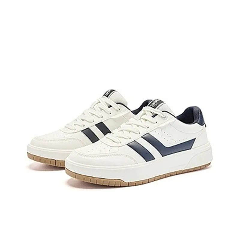 QIAODAN Anti Slip Wear Resistant Low Top Skateboard Shoes Men's White Blue-3