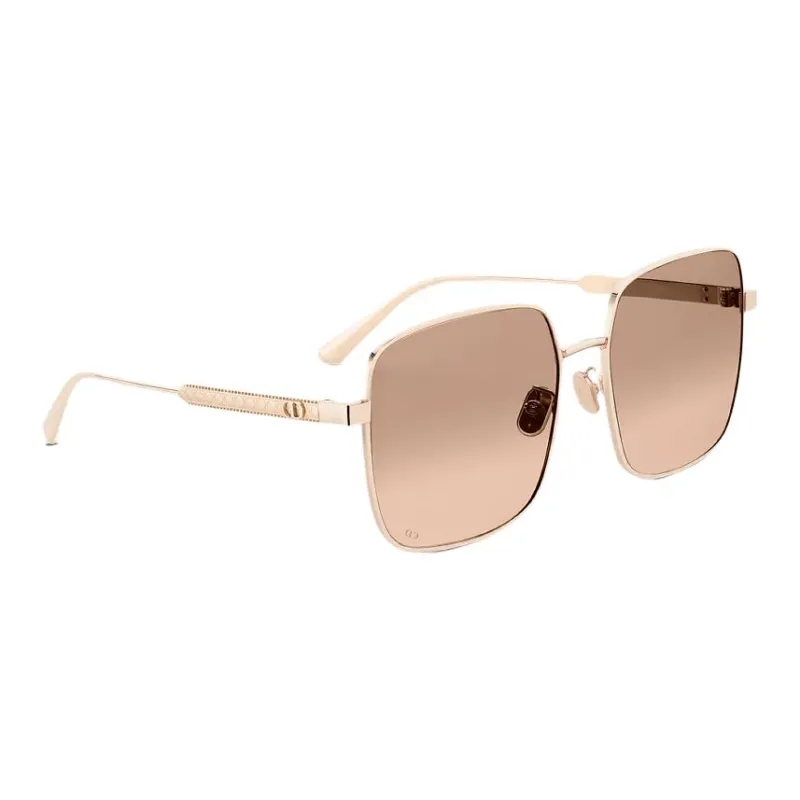 DIOR Metal Square Sunglasses Unisex Gold-1