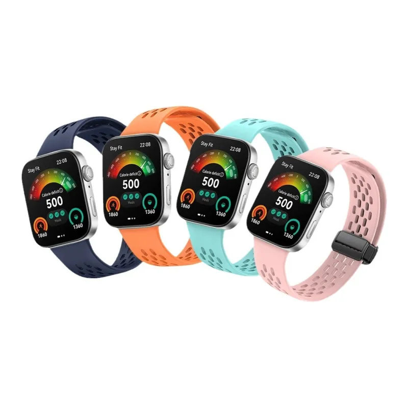 CHRROTA Silicone Compatible Huawei Watch Fit 3 Magnetic Folding Clasp Multi-Hole Breathable Watch Bands-2